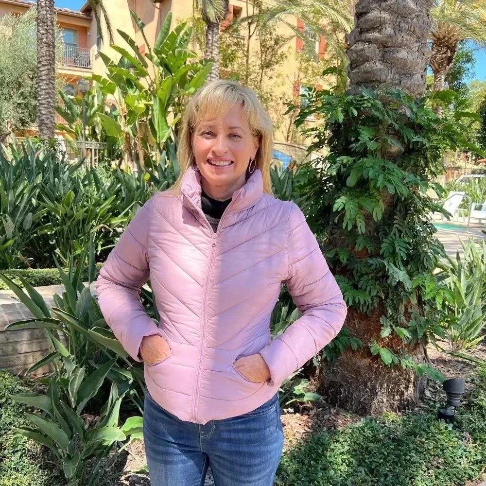 Packable Puffer Quilted Jacket Rose Water/Blush Pink  Zip Closure Lightweight